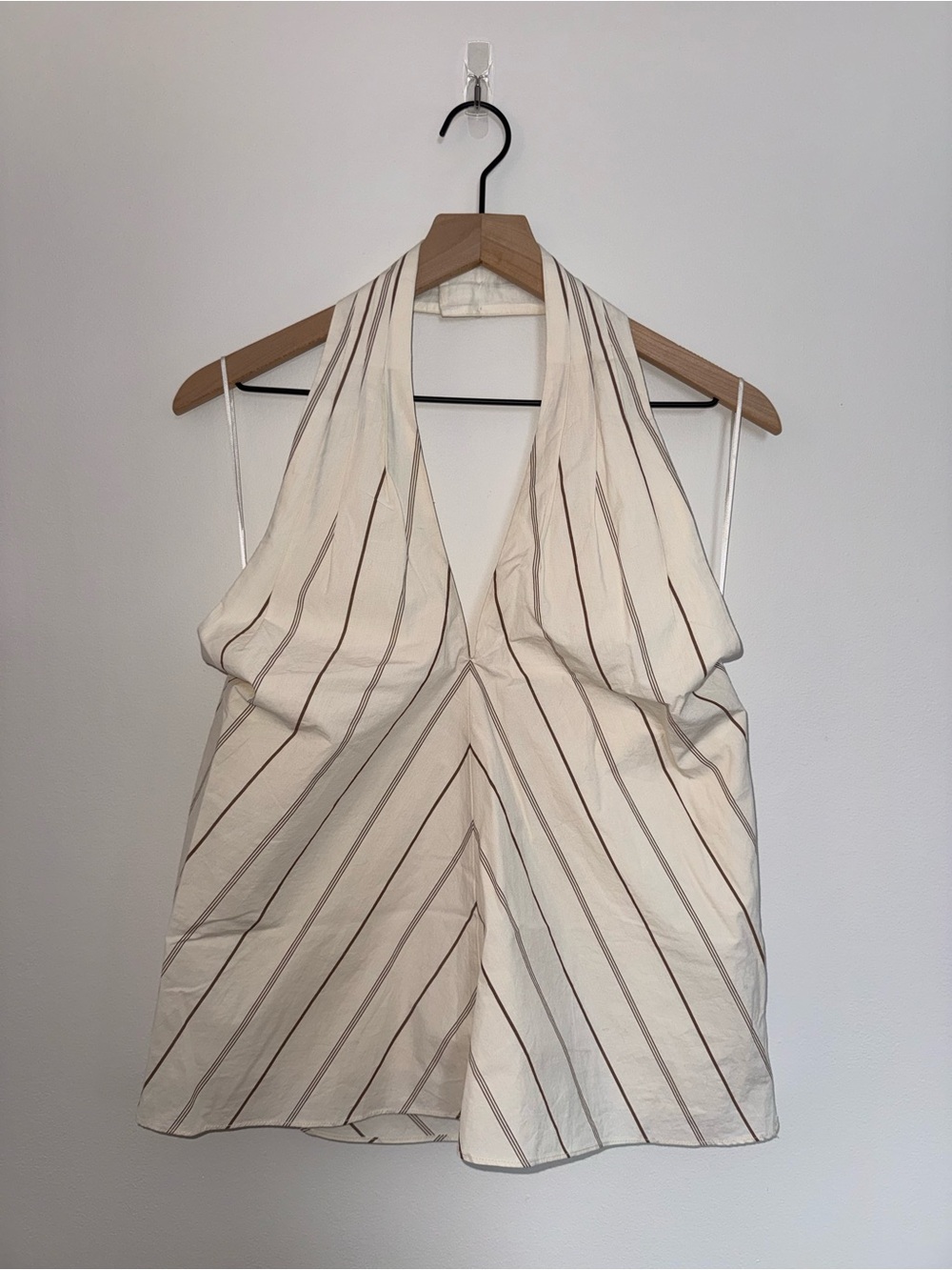 Banana Republic Cream and Taupe Striped Halter Top NWT